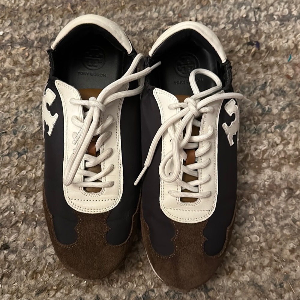 Worn 2x Luke new Tory Burch tennis shoe. Leather and suede. Leather inside. W7